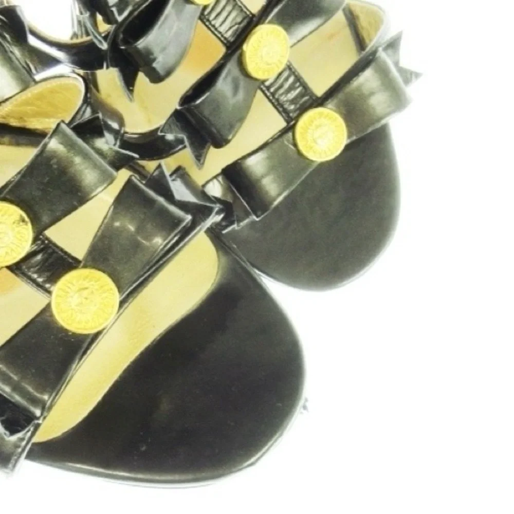 Versace vintage black leather heels 6.5 womens